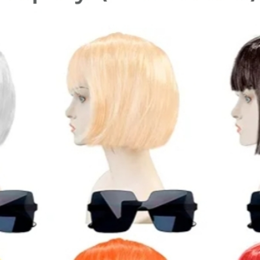 Blonde Bob Wig With Sunglasses